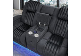 U8000 Black Power Reclining Sofa/Power Console Reclining Loveseat with Phr