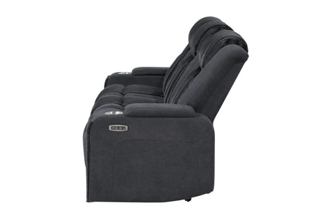 U8000 Black Power Reclining Sofa with Phr, Ddt, Reading Light & LED Light