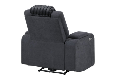 U8000 Black Power Recliner with Power Headrest & LED Light