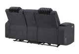 U8000 Black Power Console Reclining Loveseat with Phr, LED and Speaker