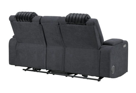 U8000 Black Power Console Reclining Loveseat with Phr, LED and Speaker