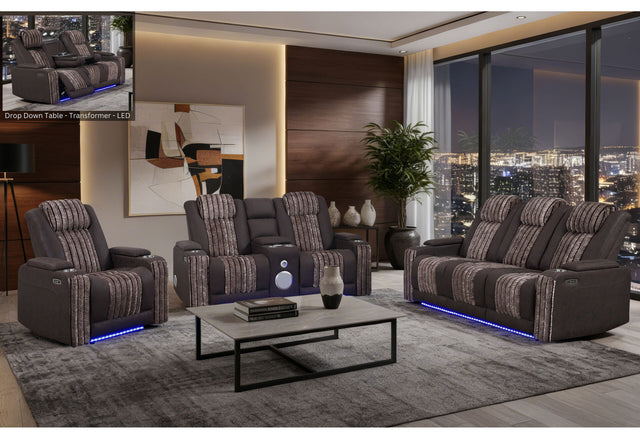 U8000 Brown Power Reclining Sofa/Power Console Reclining Loveseat/Power Recliner with Phr