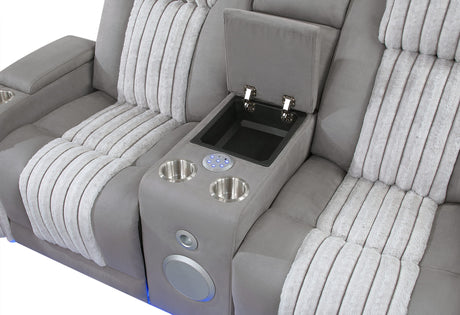 U8000 Grey Power Reclining Sofa/Power Console Reclining Loveseat/Power Recliner with Phr