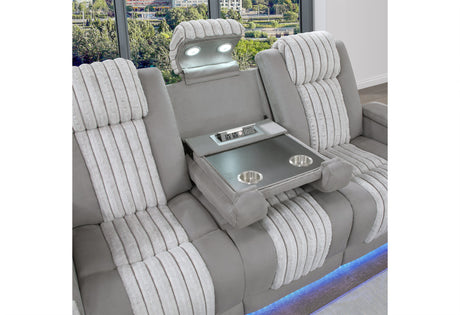 U8000 Grey Power Reclining Sofa/Power Console Reclining Loveseat with Phr