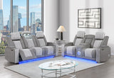 U8000 Grey Power Reclining Sofa/Power Console Reclining Loveseat with Phr