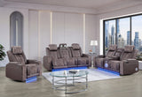U8000 Brown Power Reclining Sofa/Power Console Reclining Loveseat/Power Recliner with Phr