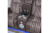 U8000 Brown Power Reclining Sofa/Power Console Reclining Loveseat with Phr