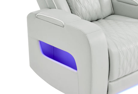 U8611 Blanche Silver Power Recliner with Power Headrest and LED