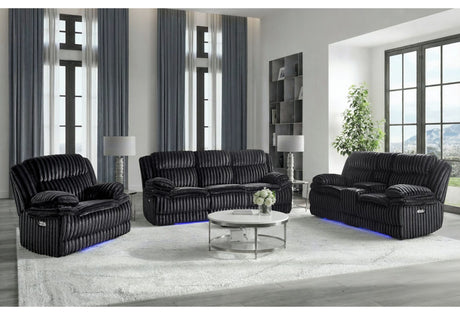 U8686 Black Power Reclining Sofa with LED/Power Console Reclining Loveseat with LED