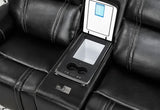 U8881/U8880 Black Leather Power Reclining Sofa/Power Console Reclining Loveseat