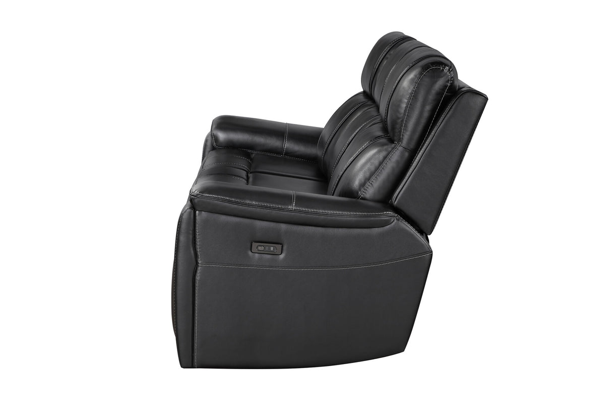 U8880 Black Leather Power Reclining Sofa