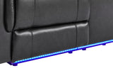 U8879 Blanche Charcoal with Black Welt Power Recliner with LED