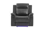 U8879 Charcoal Power Reclining Sofa/Power Console Reclining Loveseat/Power Reclining with LED & Gl Ss
