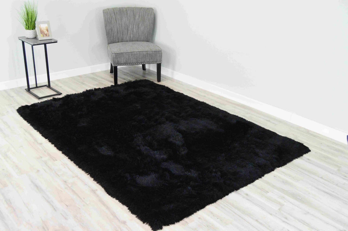 Meilin Shaggy Rug Black