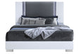Ylime Smooth White King Bed with LED Fully Slatted