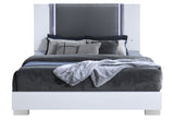 Ylime Smooth White King Bed with LED Fully Slatted