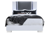 Ylime Smooth White Queen Bed with LED Fully Slatted