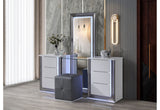 Ylime Smooth White Queen Bed Group Fully Slatted with Vanity Set