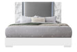 Ylime White Marble King Bed Fully Slatted with LED