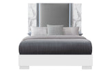 Ylime White Marble Queen Bed with LED
