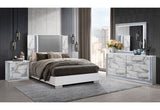 Ylime White Marble Queen Bed with LED