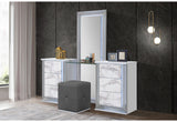 Ylime White Marble King Bed Group Fully Slatted with Vanity Set