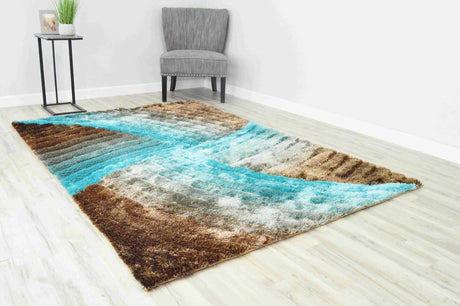 3d Shaggy Area Rug Z009 Turquoise
