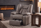 Zen Grey Faux Leather Power Recliner with Massage Back & Kneading Foot Massage