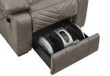 Zen Grey Faux Leather Power Recliner with Massage Back & Kneading Foot Massage