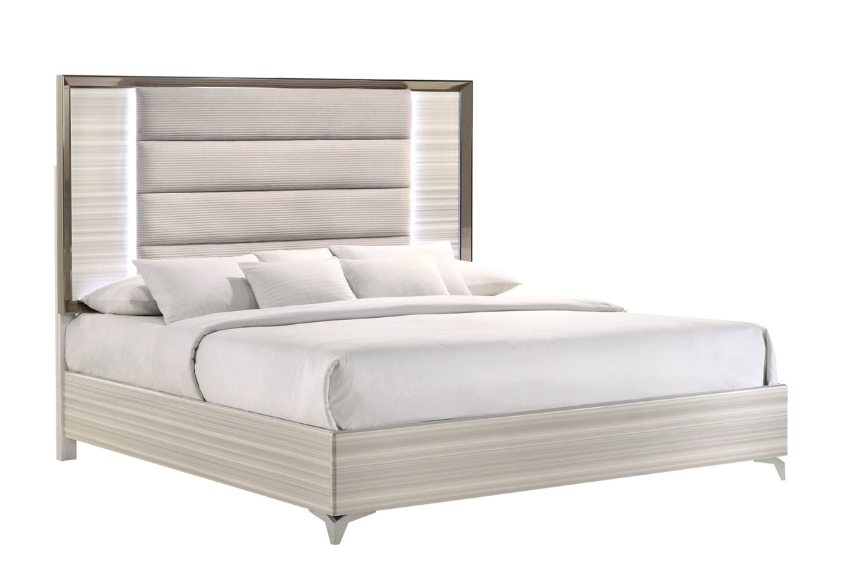Zambrano White King Bed with LED