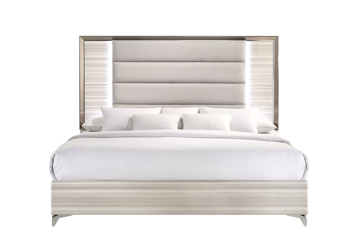 Zambrano White King Bed with LED
