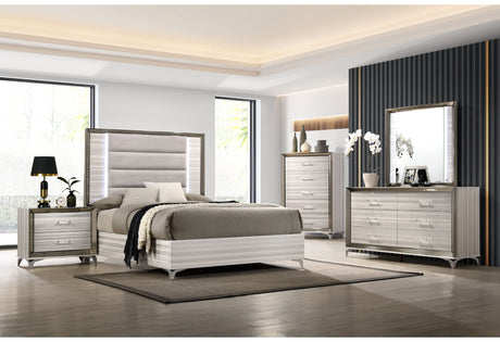 Zambrano White King Bed with LED