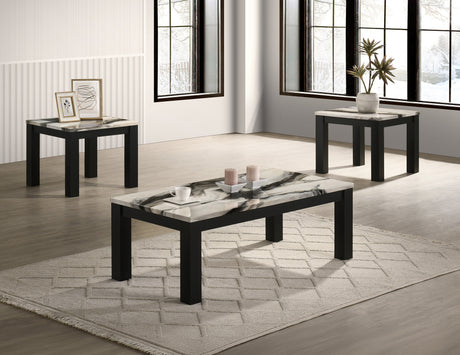 Ivy 3-Piece Cocktail Set Faux Marble Brown