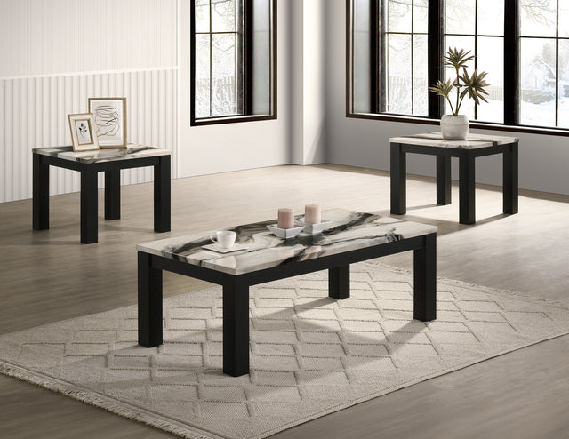 Ivy 3-Piece Cocktail Set Faux Marble Brown