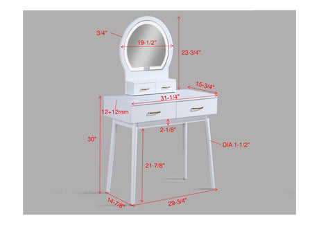 Cecilia Vanity Table & Stool-White