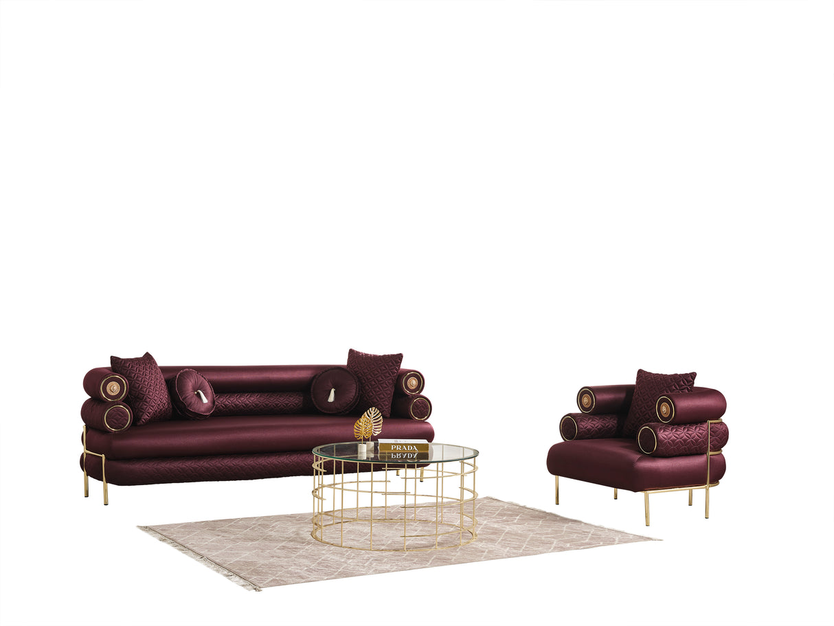 Zeta Sofa & Loveseat Burgandy
