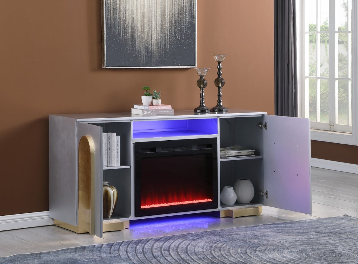 NY-2300 GREY Fireplace, Grey