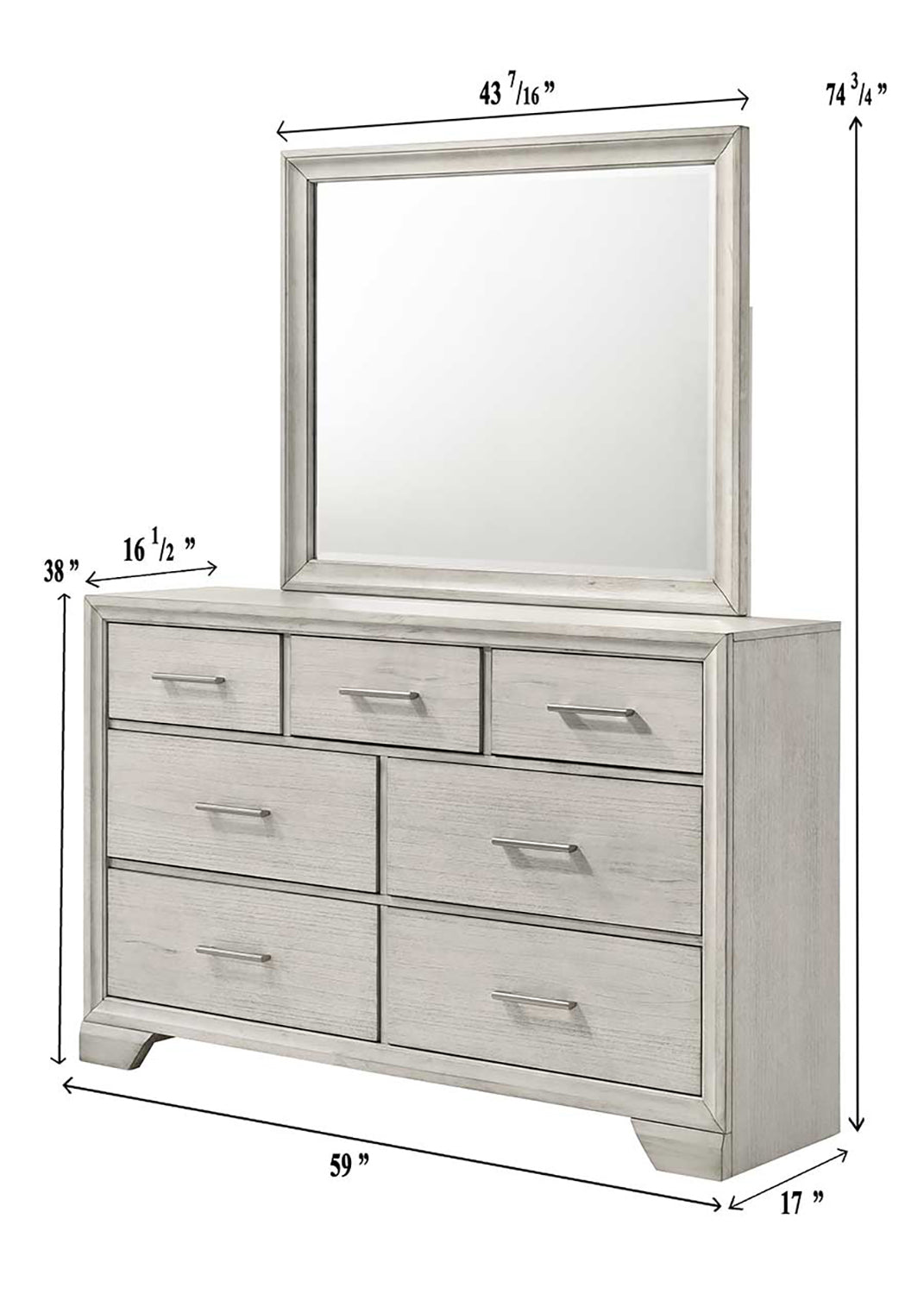 Jaymes White Mist Bedroom Group dresser and mirror