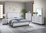 Jouri Light Gray 4-Piece (Queen Bed, Dresser, Mirror, Nightstand)