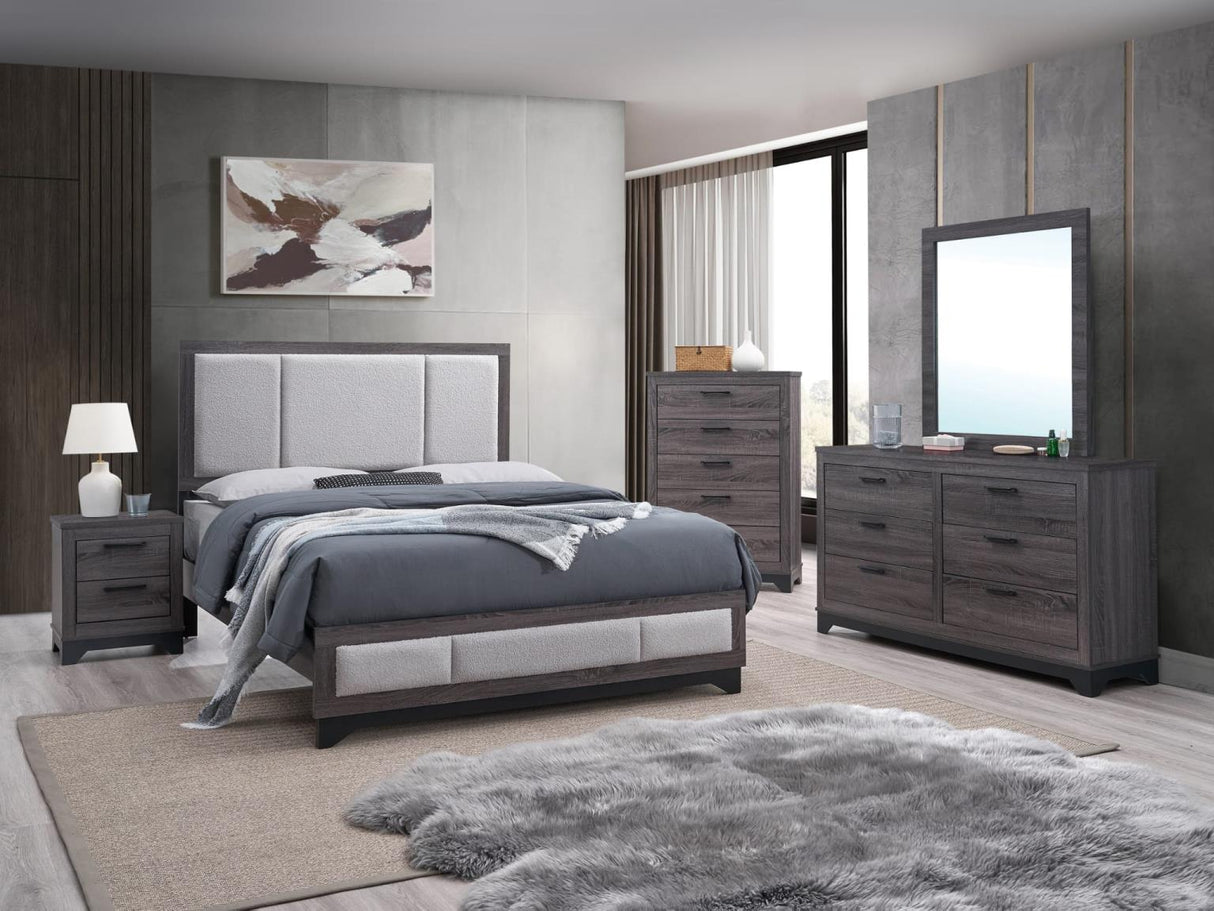 Jouri Dark Gray 5-Piece (King Bed, Dresser, Mirror, Nightstand, Chest)