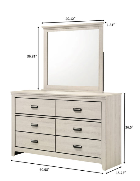 Carter Bedroom Group White dresser and mirror