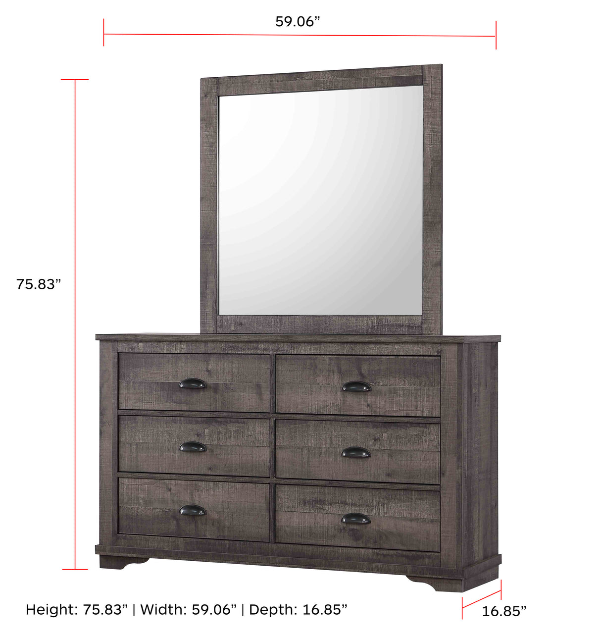 Coralee Mirror - Grey