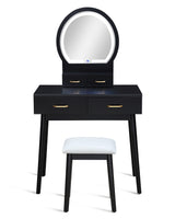 Cecilia Vanity Table & Stool-Black