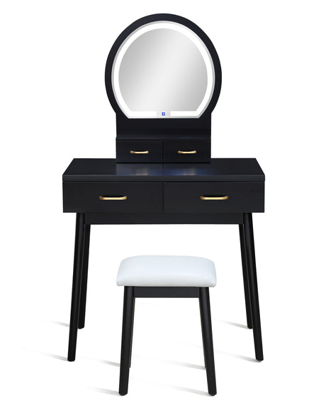 Cecilia Vanity Table & Stool-Black