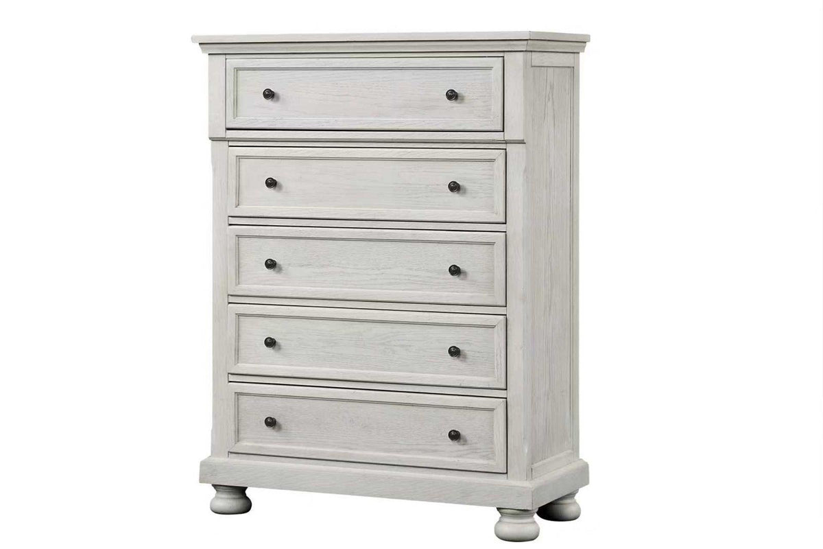 Carson Queen Storage Bed - White Washed