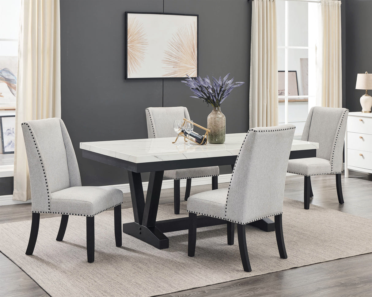 Varley Marble Table/Wing Chairs,Bench