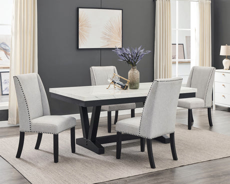 Varley Marble Table/Wing Chairs,Bench