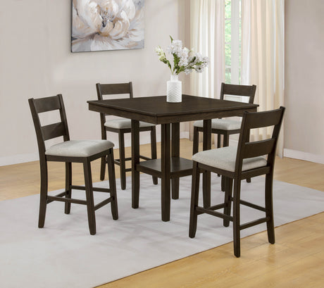 Lester 5-Piece Ctr Height Table Set Brown