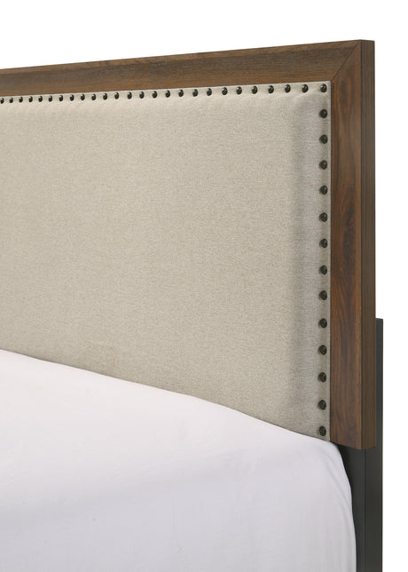 Millie Upholstered Bed Group Brown Queen bed