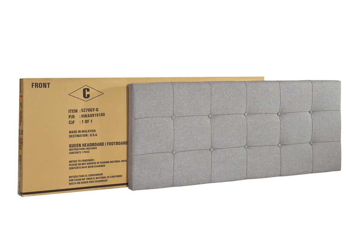 Florence Full Hb+Fb+Side Rail Grey Queen bed